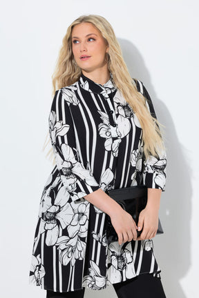 Ulla Popken Floral Tunic in White 
