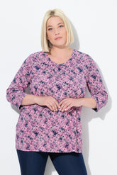 Ulla Popken Flower Shirt in Pink