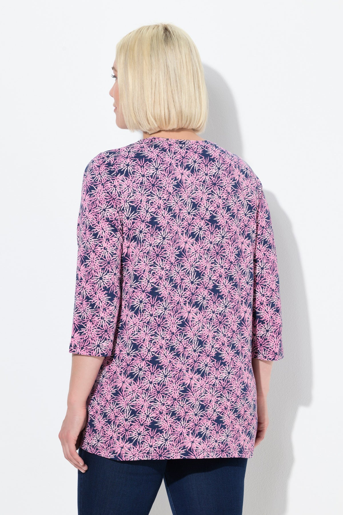Ulla Popken Flower Shirt in Pink