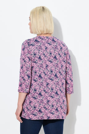 Ulla Popken Flower Shirt in Pink