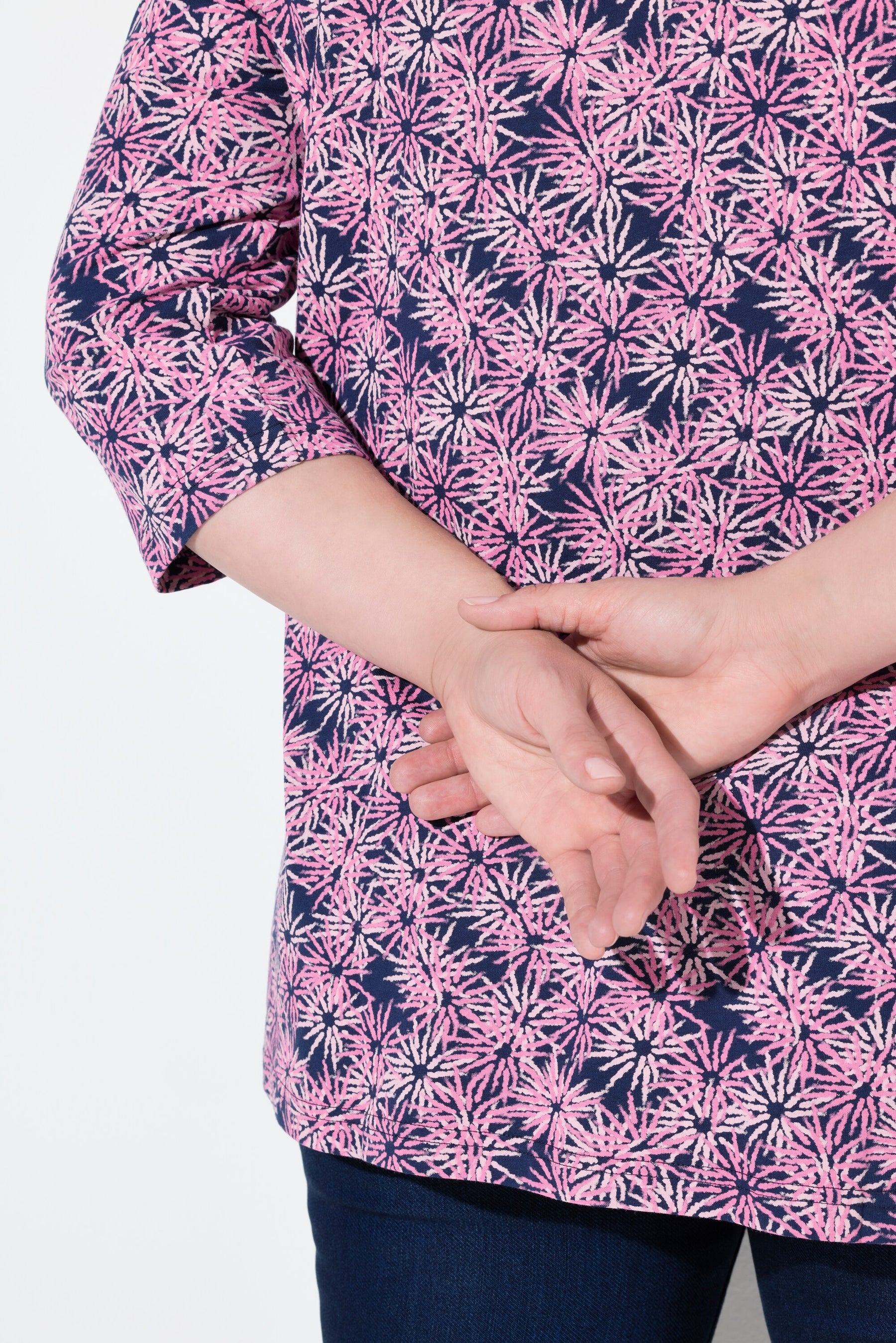 Ulla Popken Flower Shirt in Pink