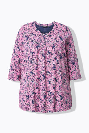 Ulla Popken Flower Shirt in Pink