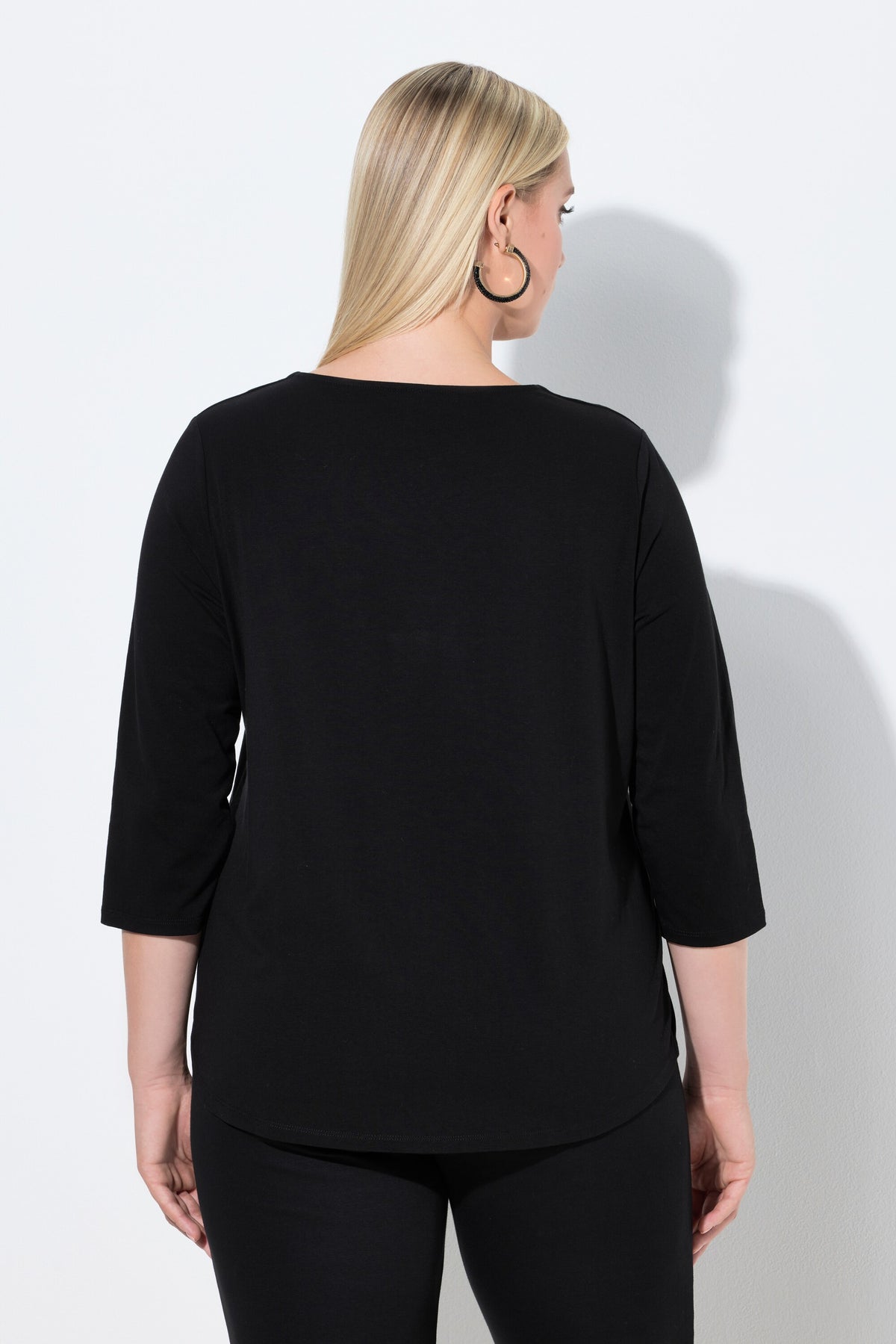 Ulla Popken Front Pleat Blouse in Black