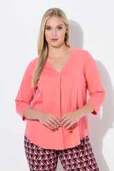 Ulla Popken Front Pleat Blouse in Pink 