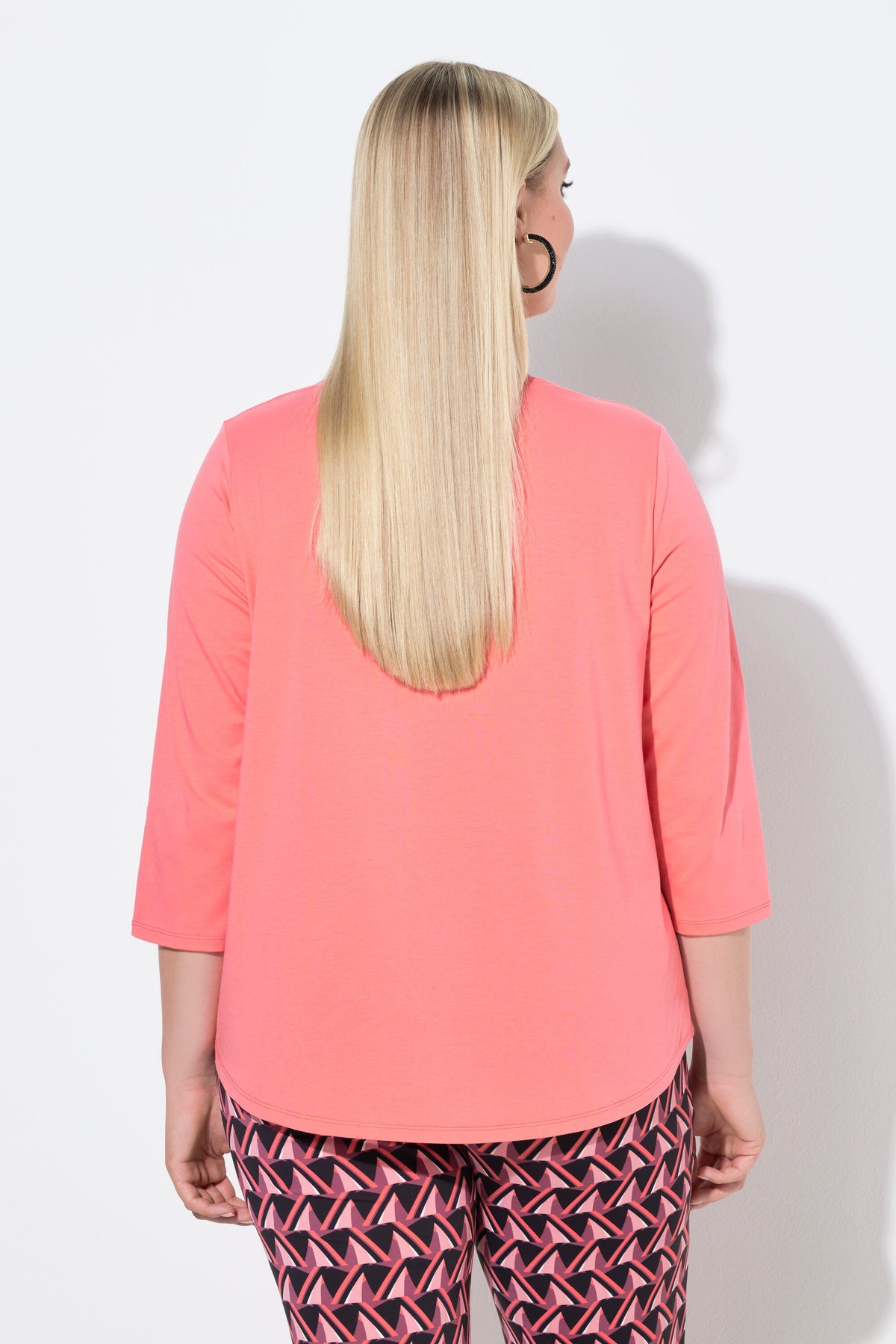 Ulla Popken Front Pleat Blouse in Pink. 