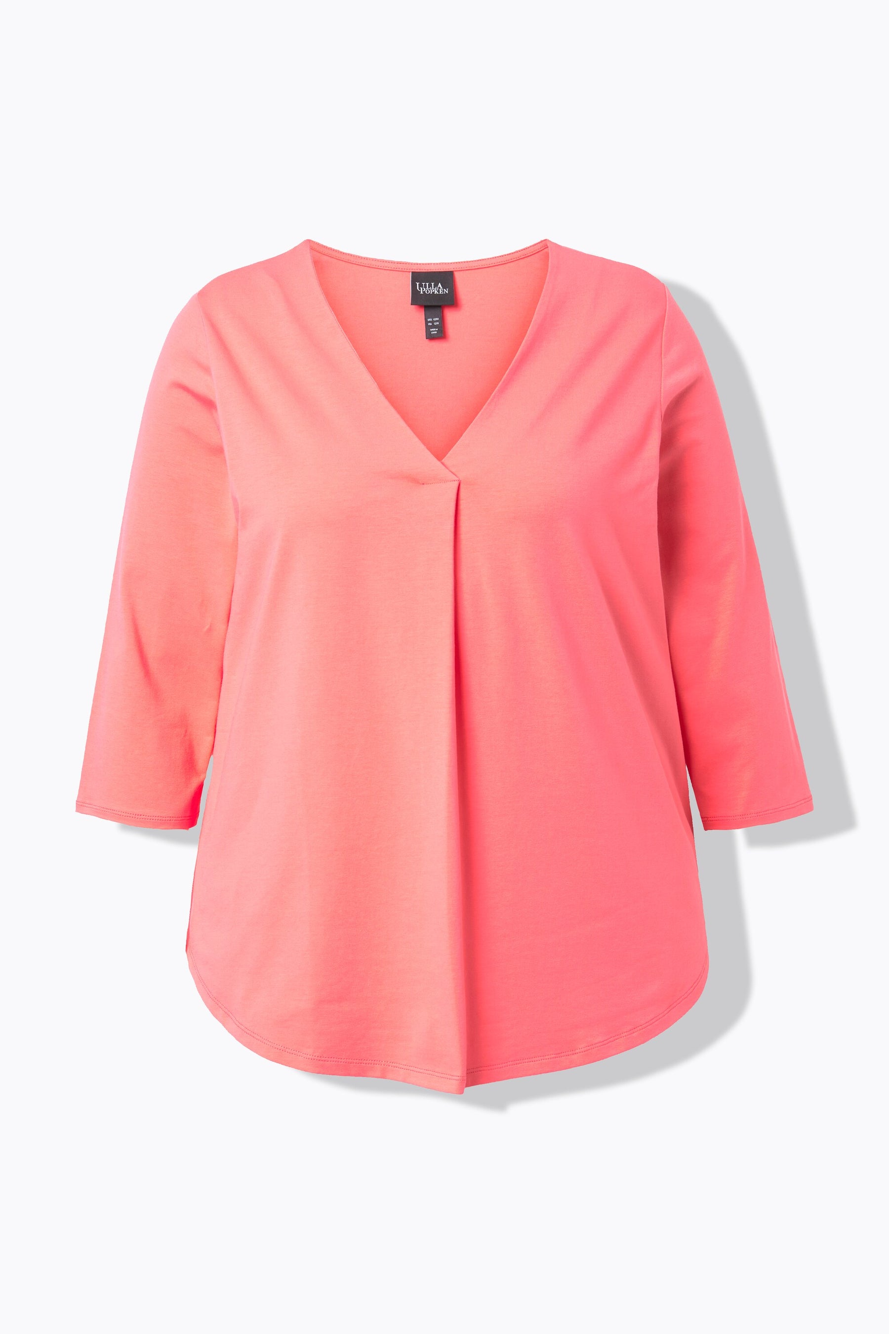 Ulla Popken Front Pleat Blouse in Pink. 