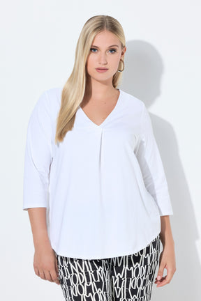 Ulla Popken Front Pleat Blouse in White