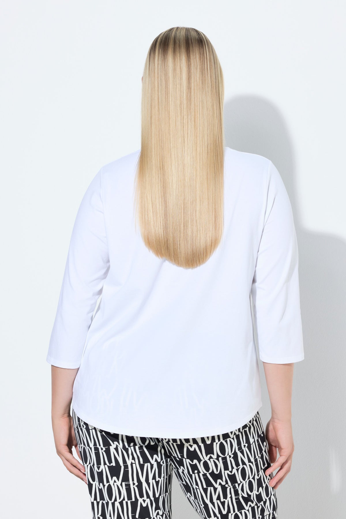 Ulla Popken Front Pleat Blouse in White 