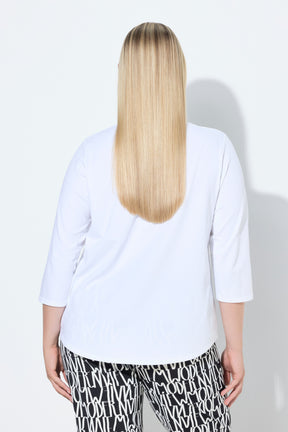 Ulla Popken Front Pleat Blouse in White 