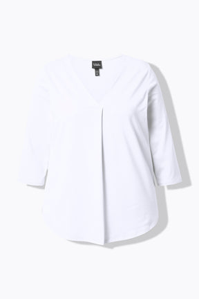 Ulla Popken Front Pleat Blouse in White. 