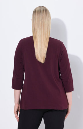 Ulla Popken Glitter Lettering Top in Plumv