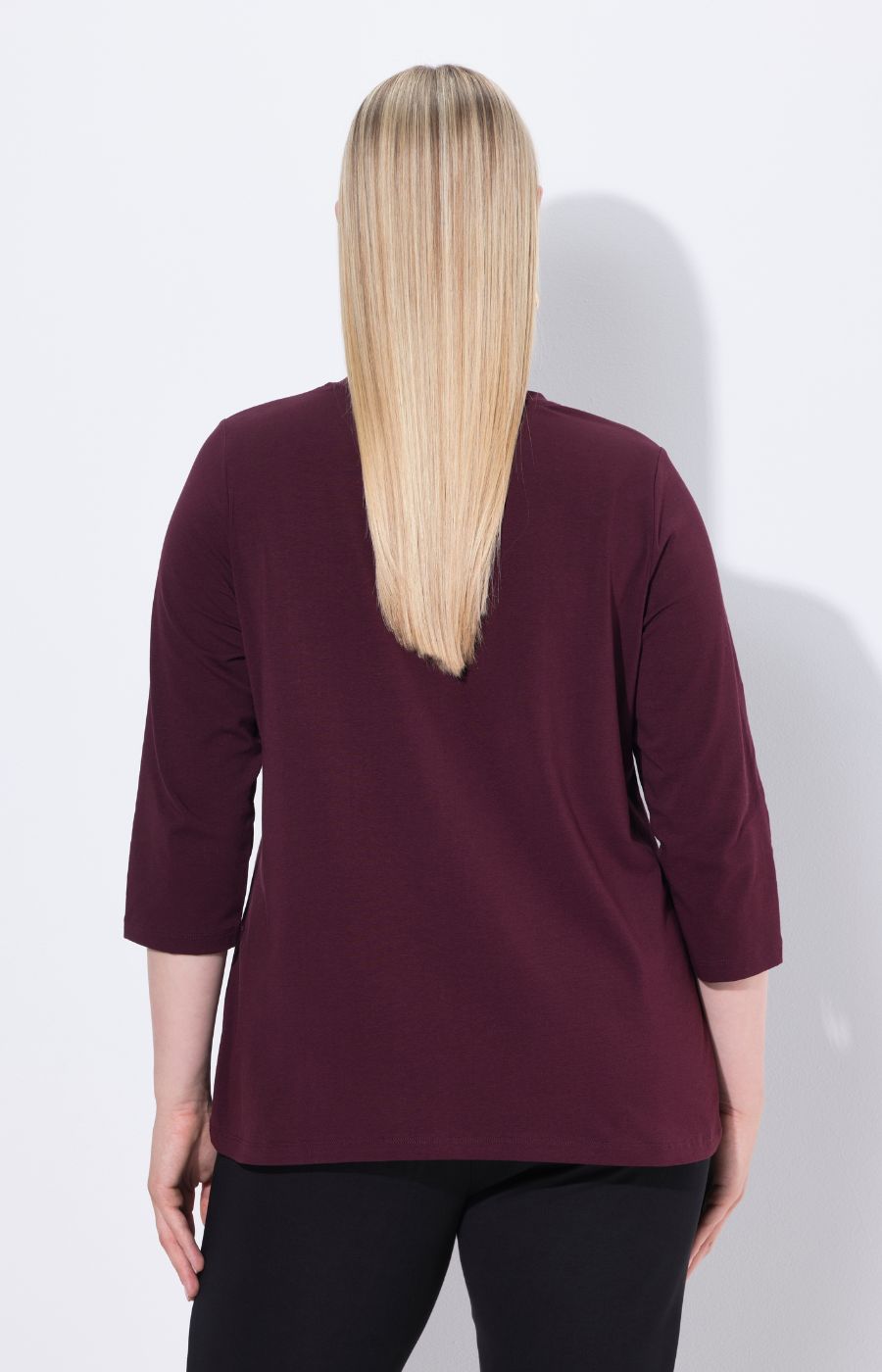 Ulla Popken Glitter Lettering Top in Plumv