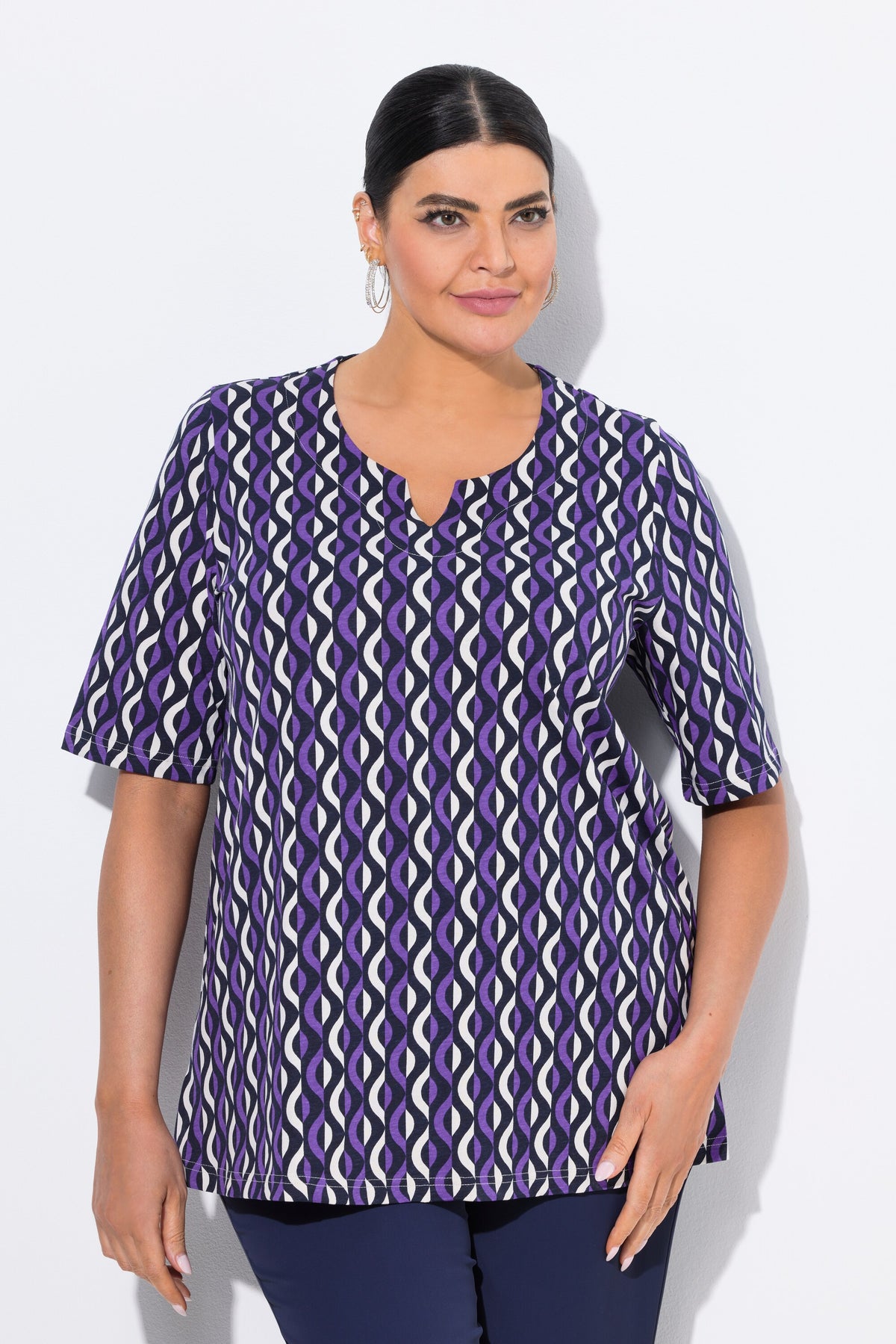 Ulla Popken Graphic Purple T-Shirt