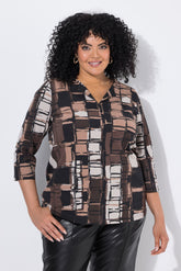 Ulla Popken Graphic Square Top in Brown 