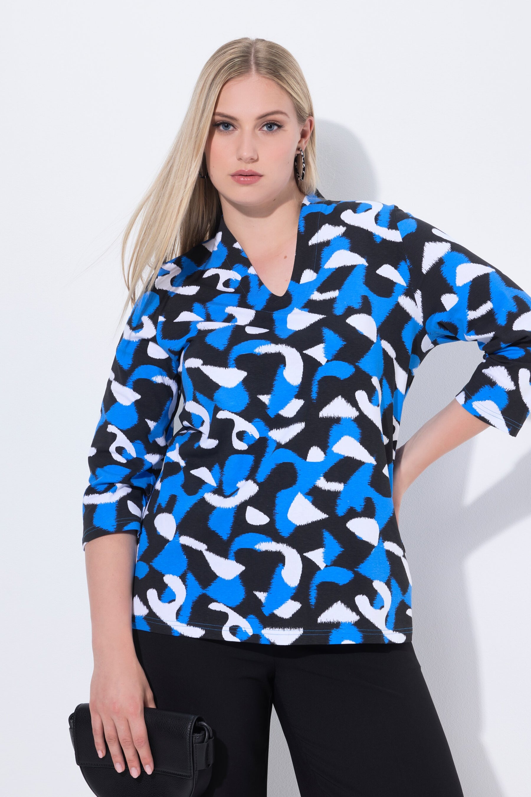 Ulla Popken Graphic Top in Blue
