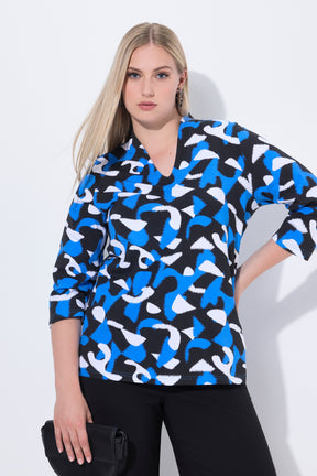 Ulla Popken Graphic Top in Blue