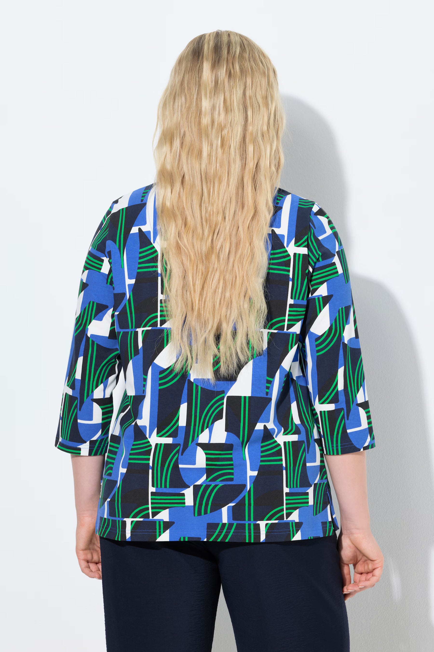 Ulla Popken Graphic Top in Green/Blue 