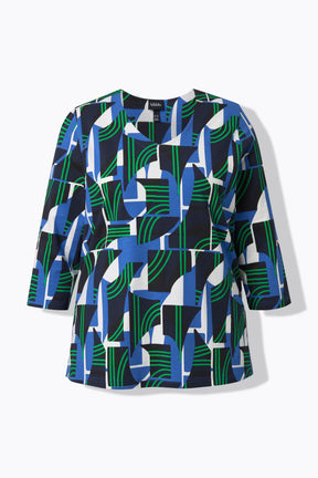 Ulla Popken Graphic Top in Green/Blue 
