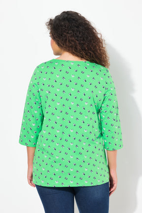 Ulla Popken Green Dot Print Top