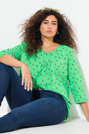 Ulla Popken Green Dot Print Top