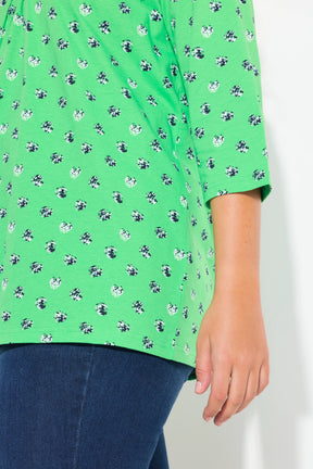 Ulla Popken Green Dot Print Top