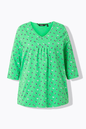 Ulla Popken Green Dot Print Top