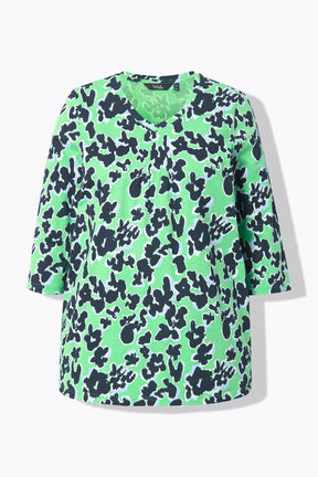 Ulla Popken Green Floral V-Neck Top