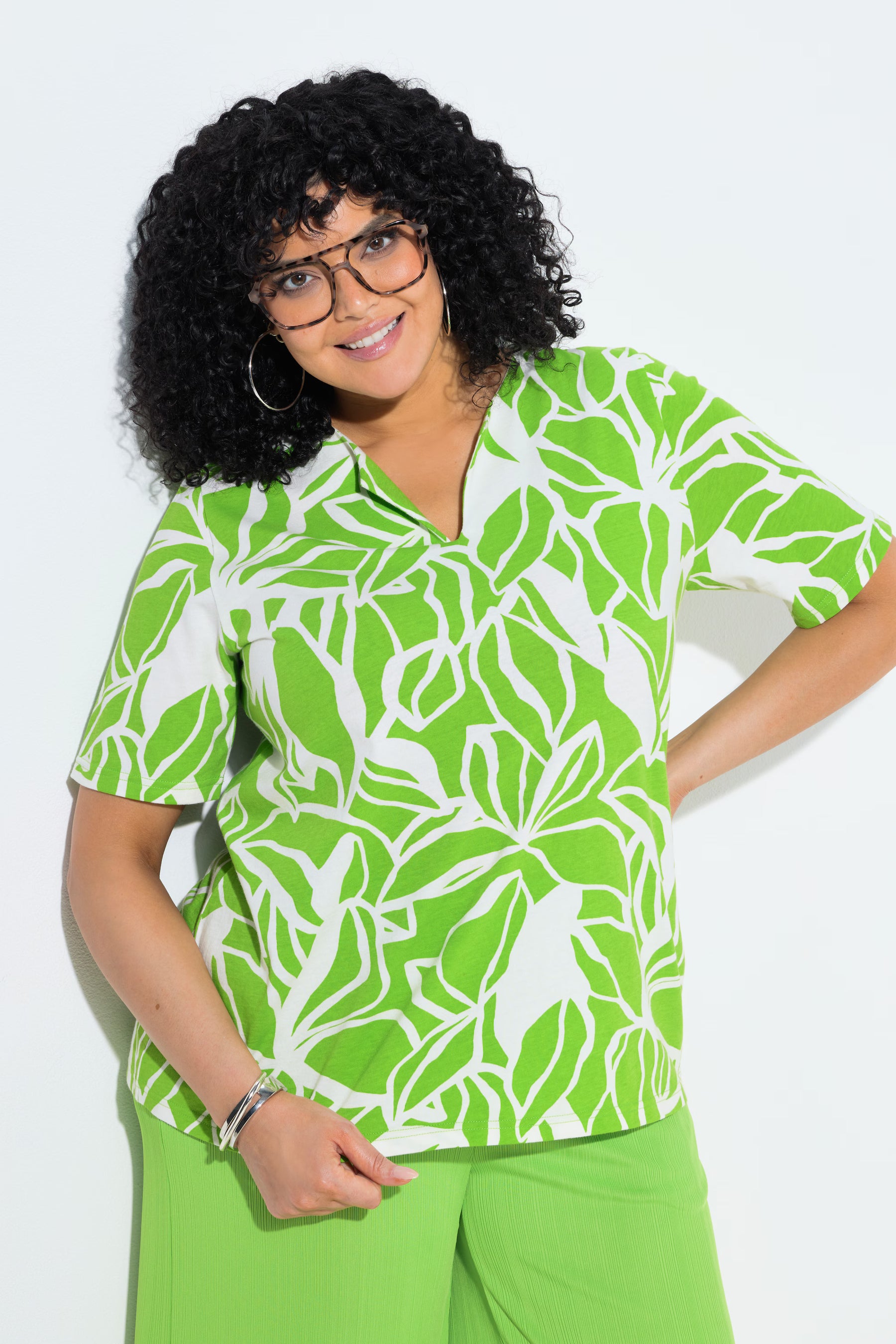 Ulla Popken Green Leaf T-Shirt 
