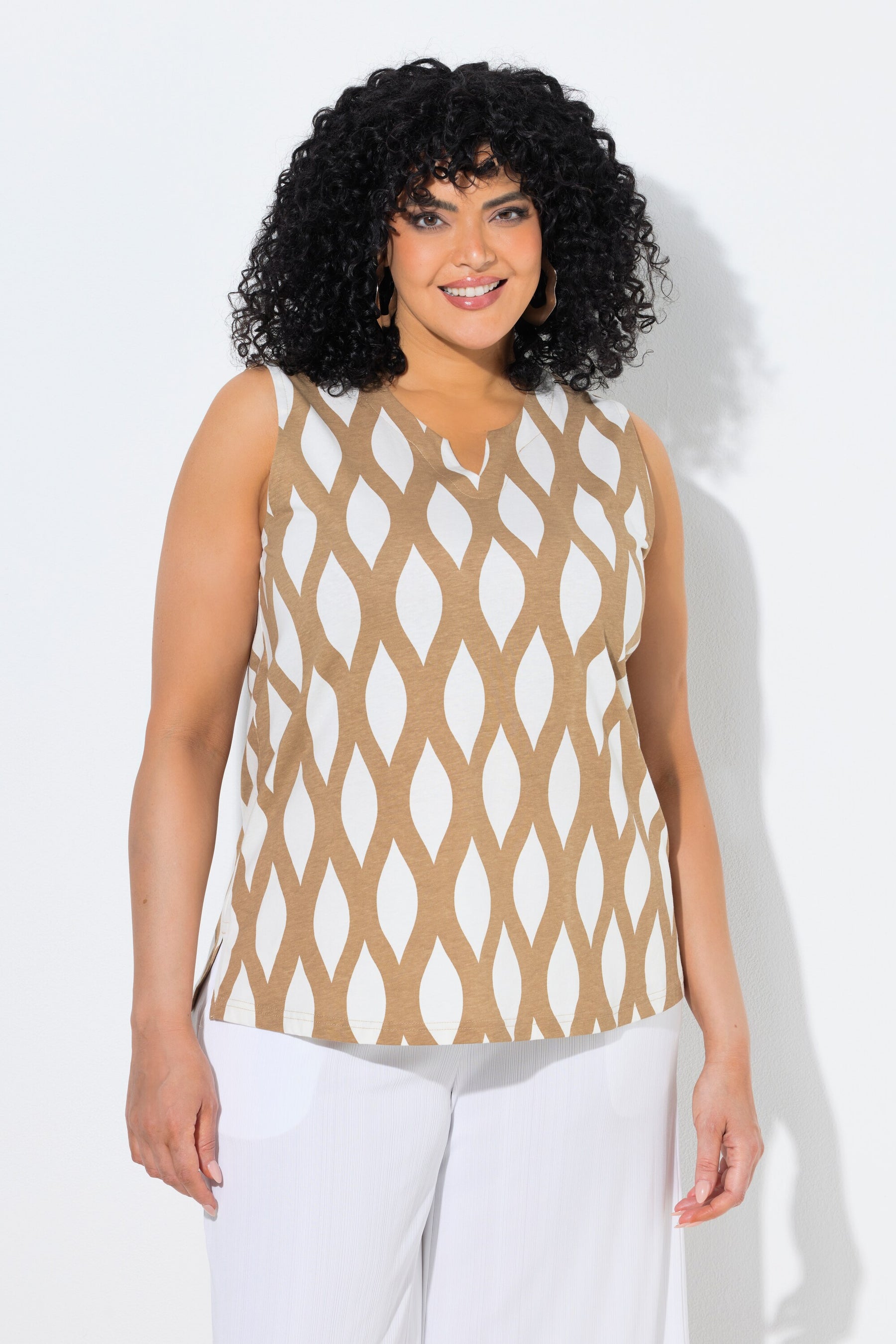 Ulla Popken Honeycomb Top in Beige 