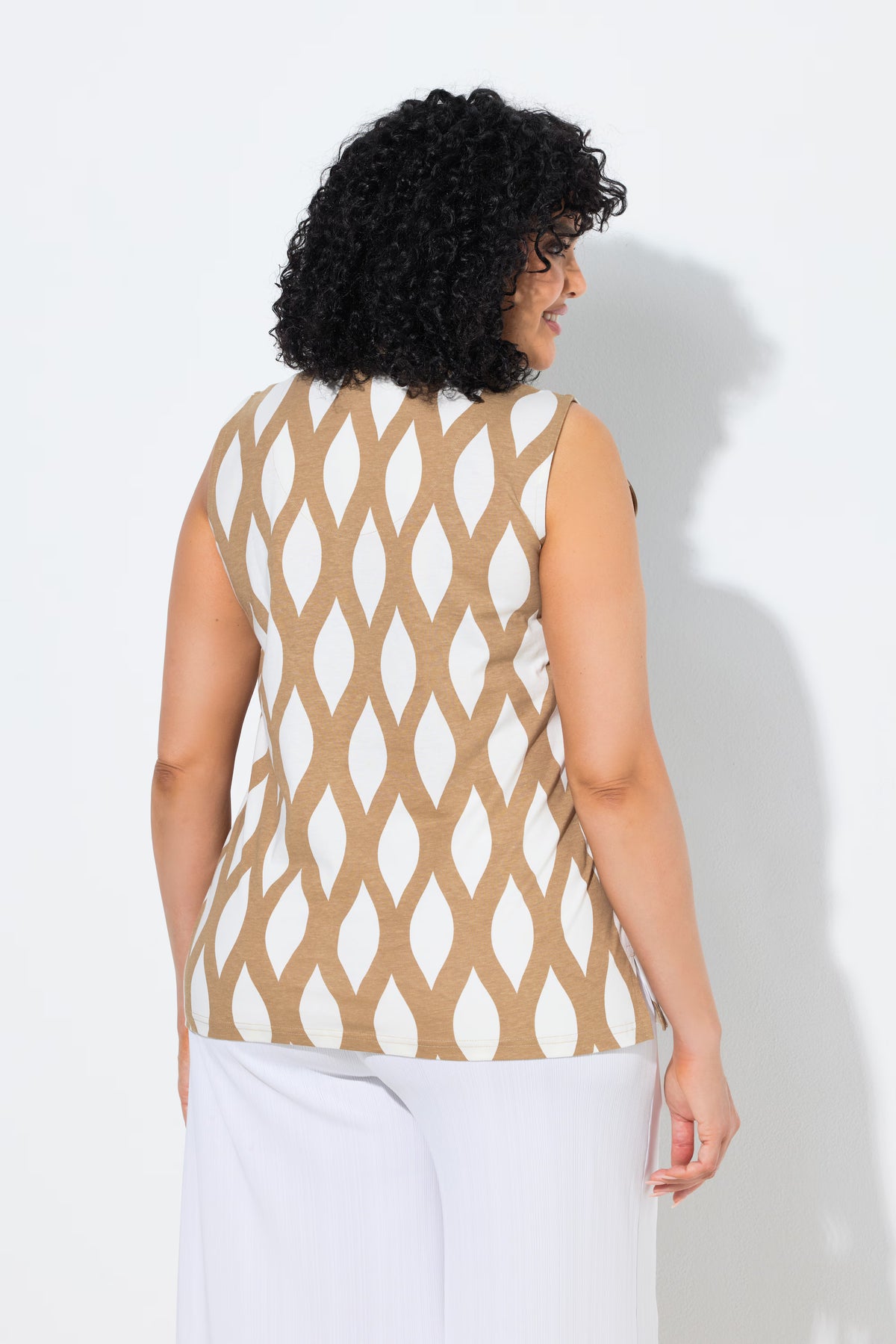 Ulla Popken Honeycomb Top in Beige 