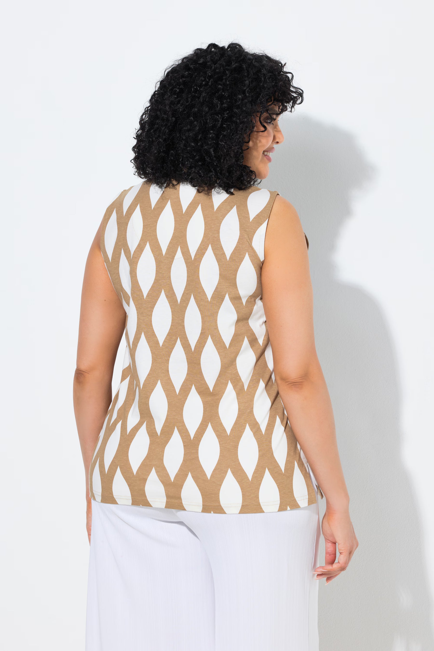 Ulla Popken Honeycomb Top in Beige 