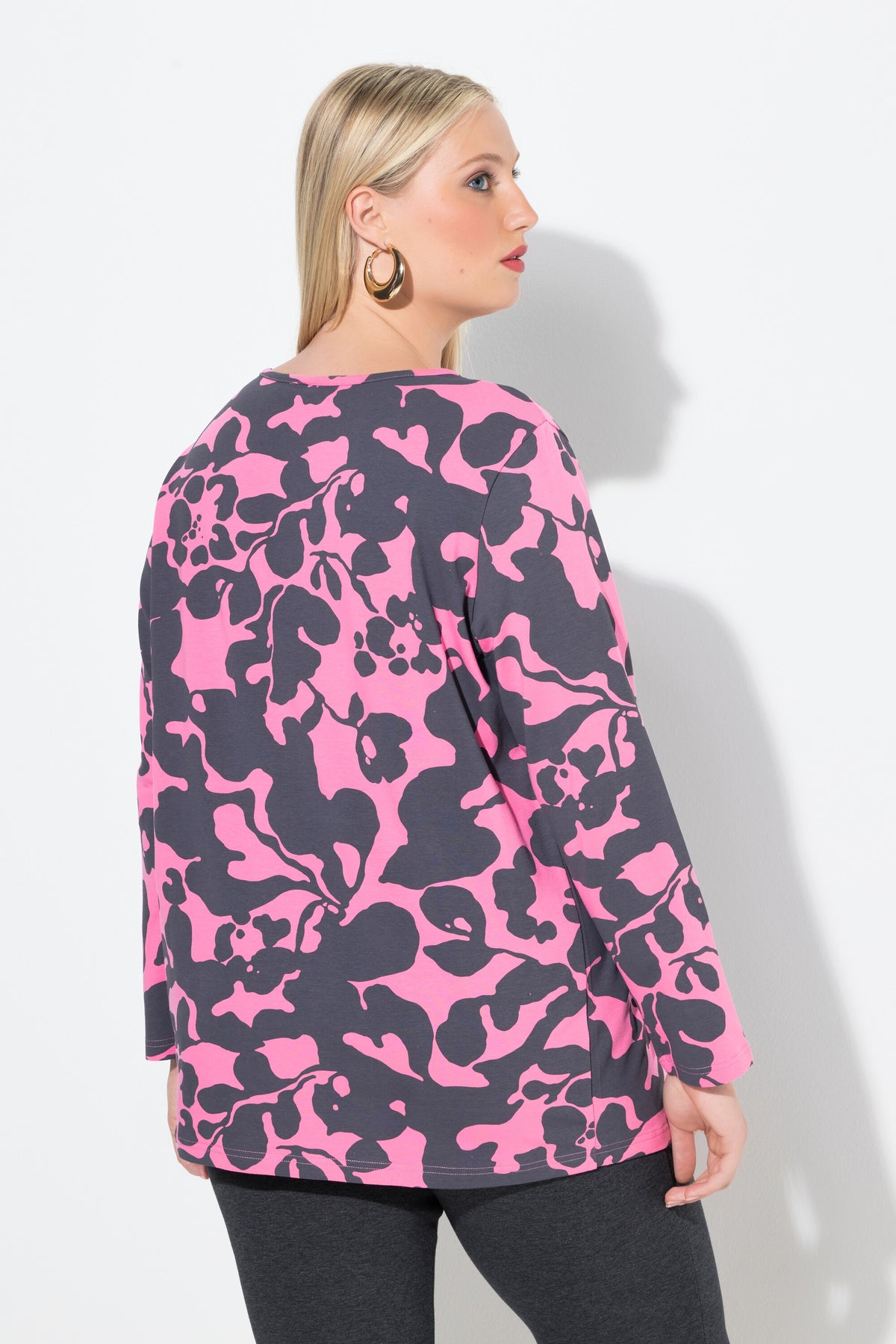 Ulla Popken Keyhole Neck Top in Pink