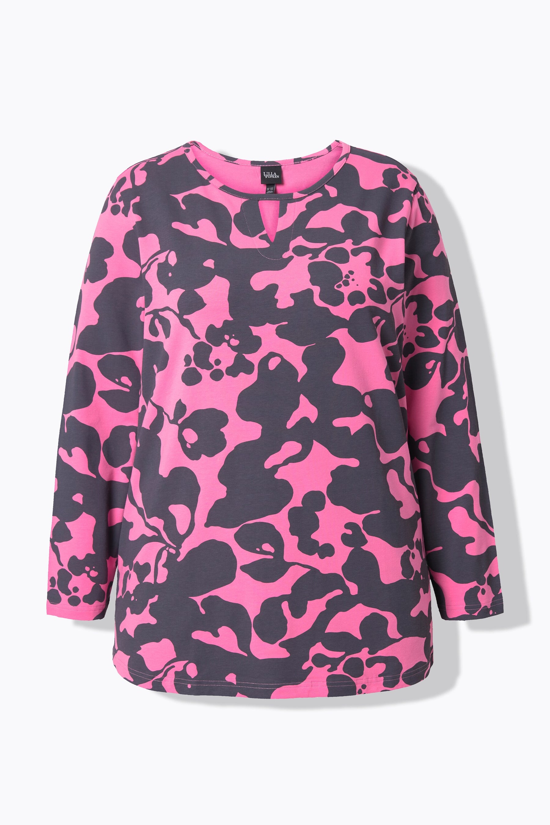 Ulla Popken Keyhole Neck Top in Pink