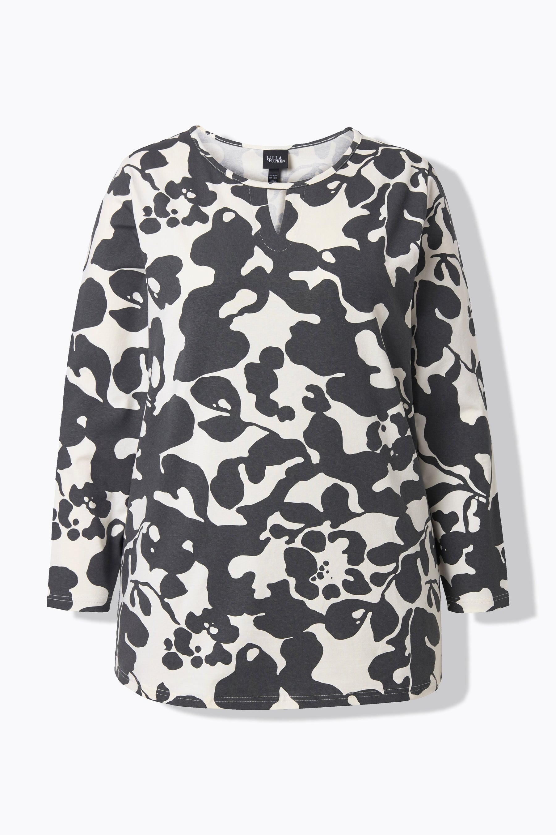 Ulla Popken Keyhole Neck Top in White