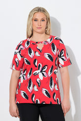 Ulla Popken Keyhole T-Shirt in Red 
