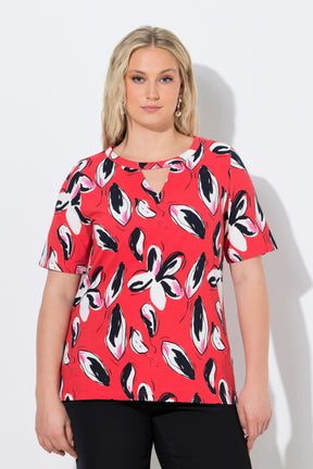 Ulla Popken Keyhole T-Shirt in Red 