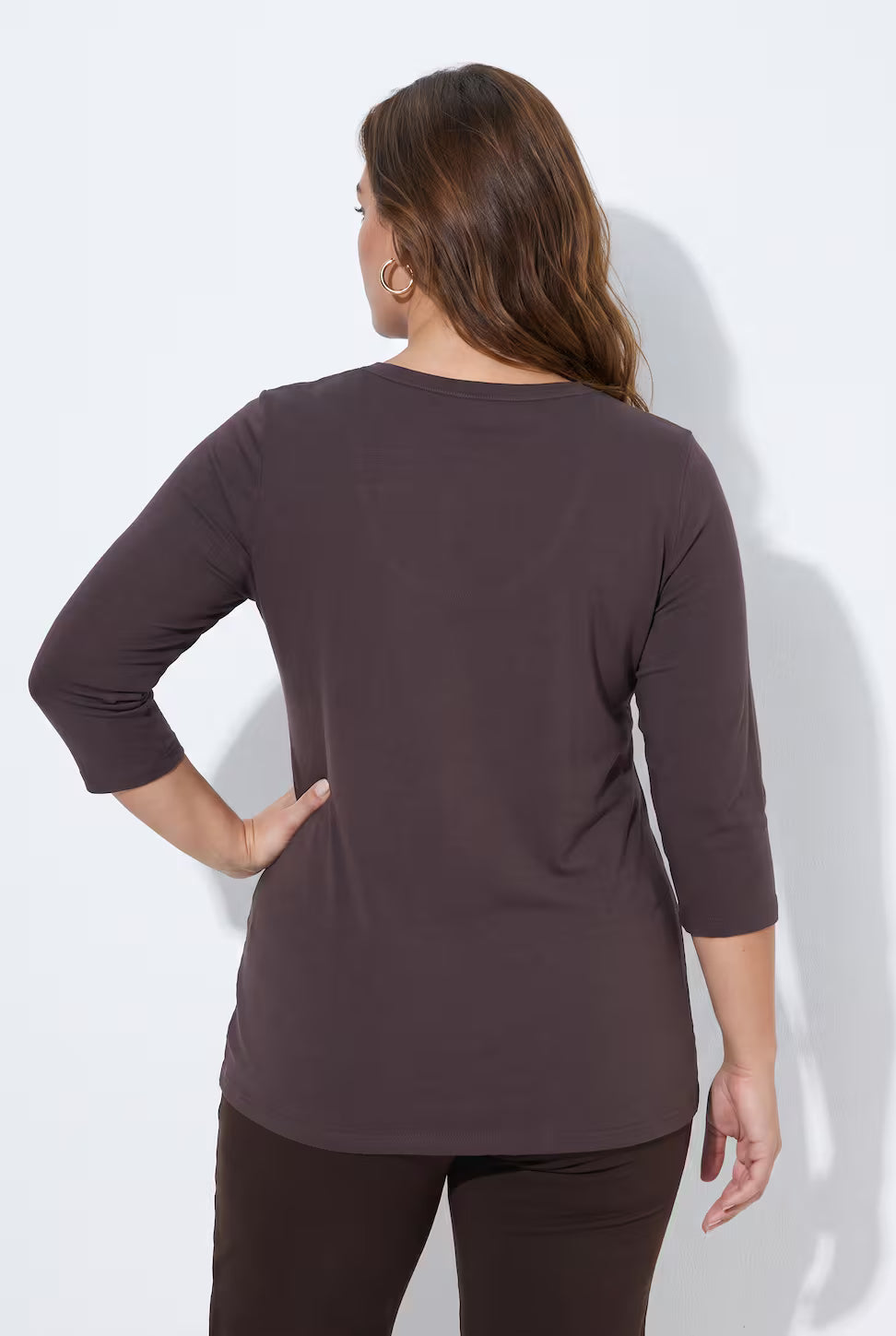 Ulla Popken Keyhole Top in Brown 