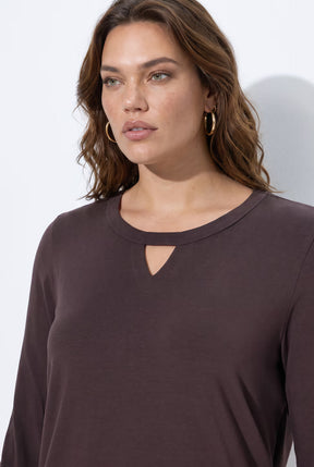 Ulla Popken Keyhole Top in Brown 