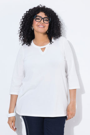 Ulla Popken Keyhole Top in White 