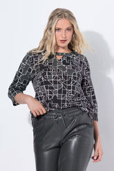 Ulla Popken Khaki Geo Top