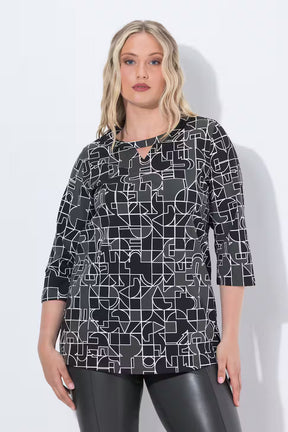 Ulla Popken Khaki Geo Top