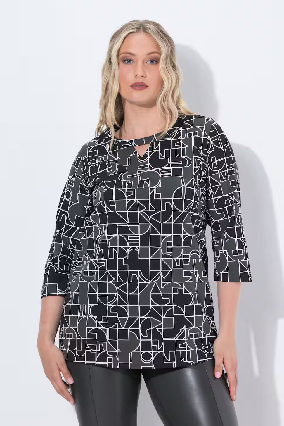 Ulla Popken Khaki Geo Top