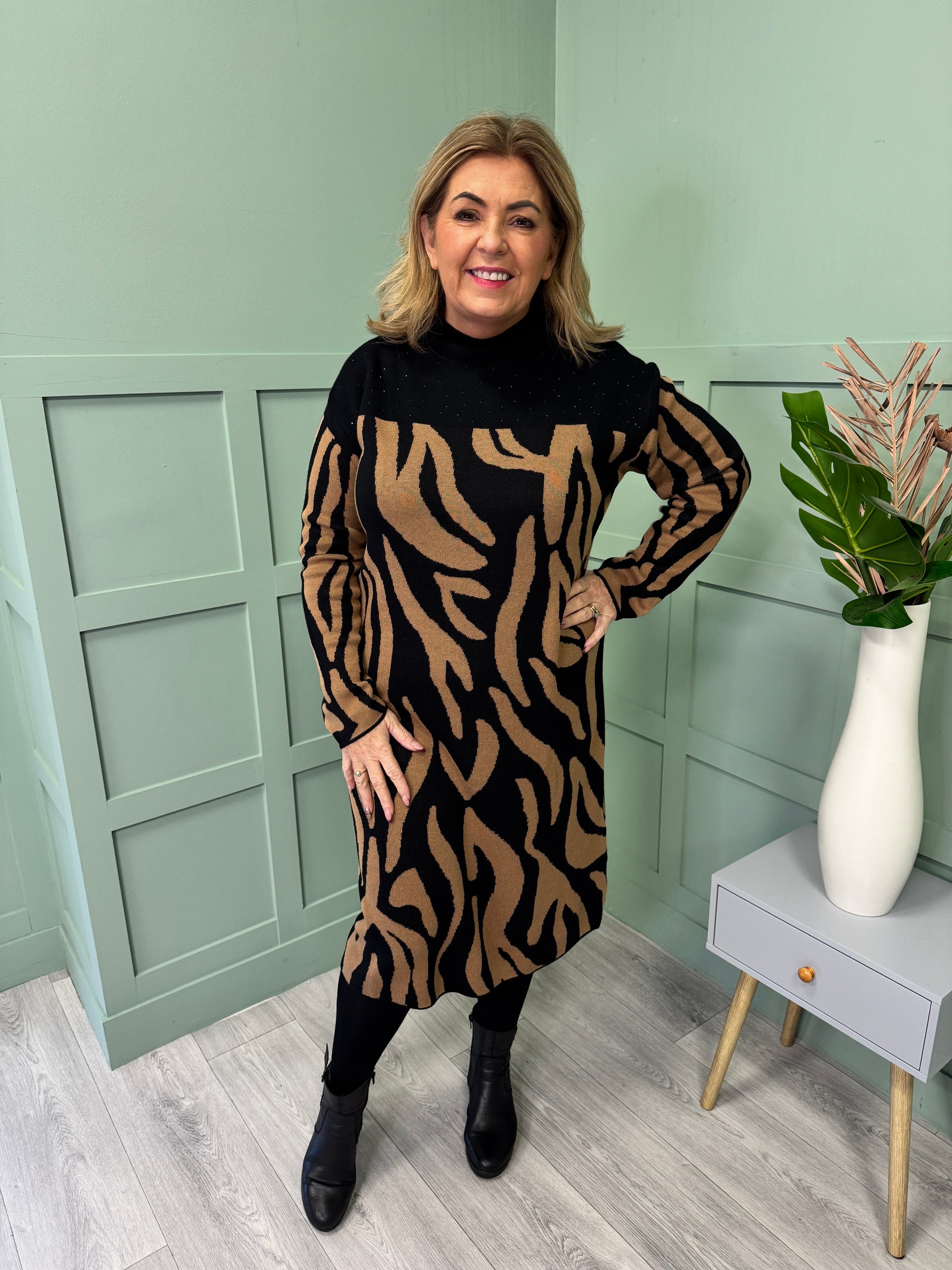 Ulla Popken Knit Animal Print Dress