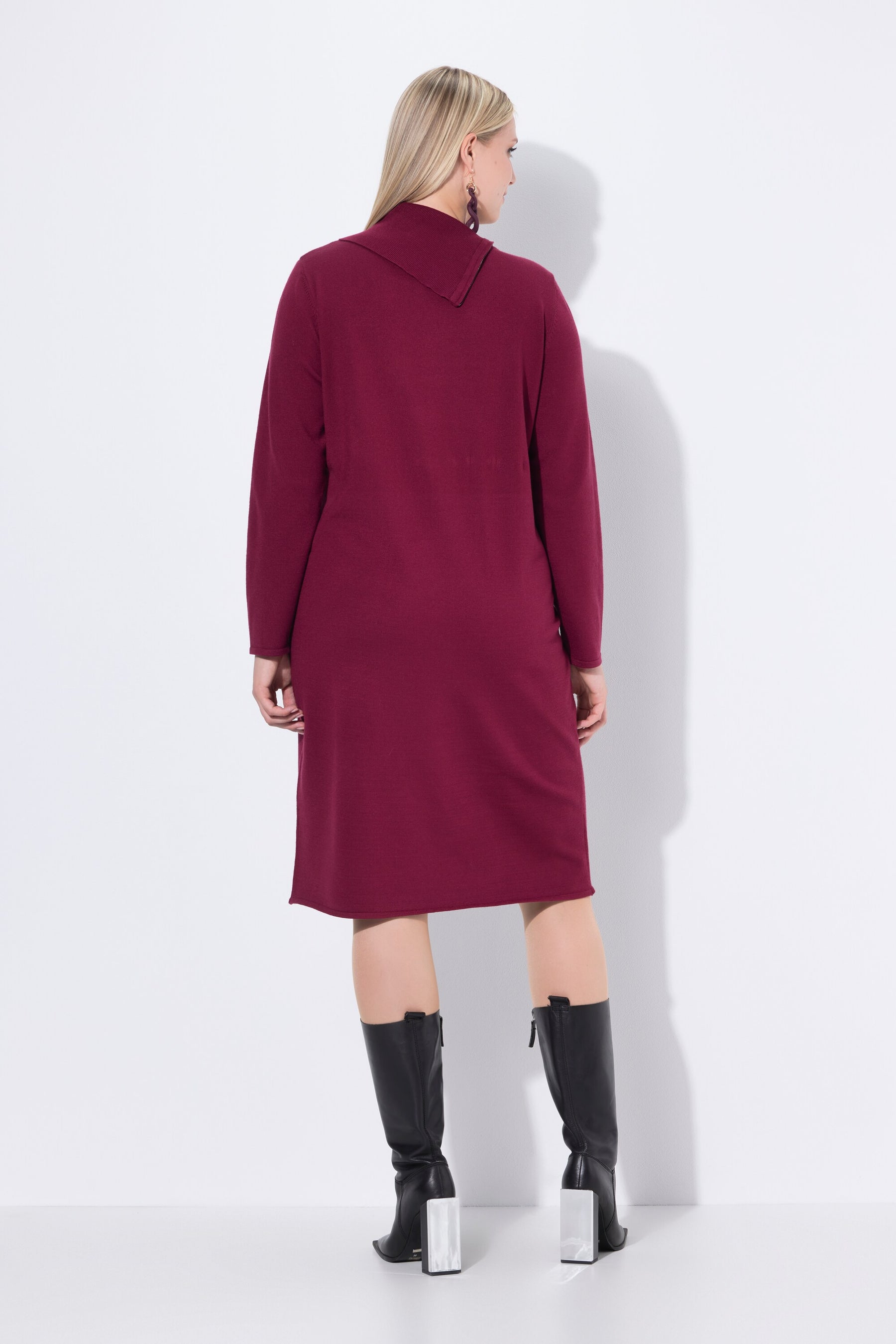 Ulla Popken Knit Midi Dress in Wine