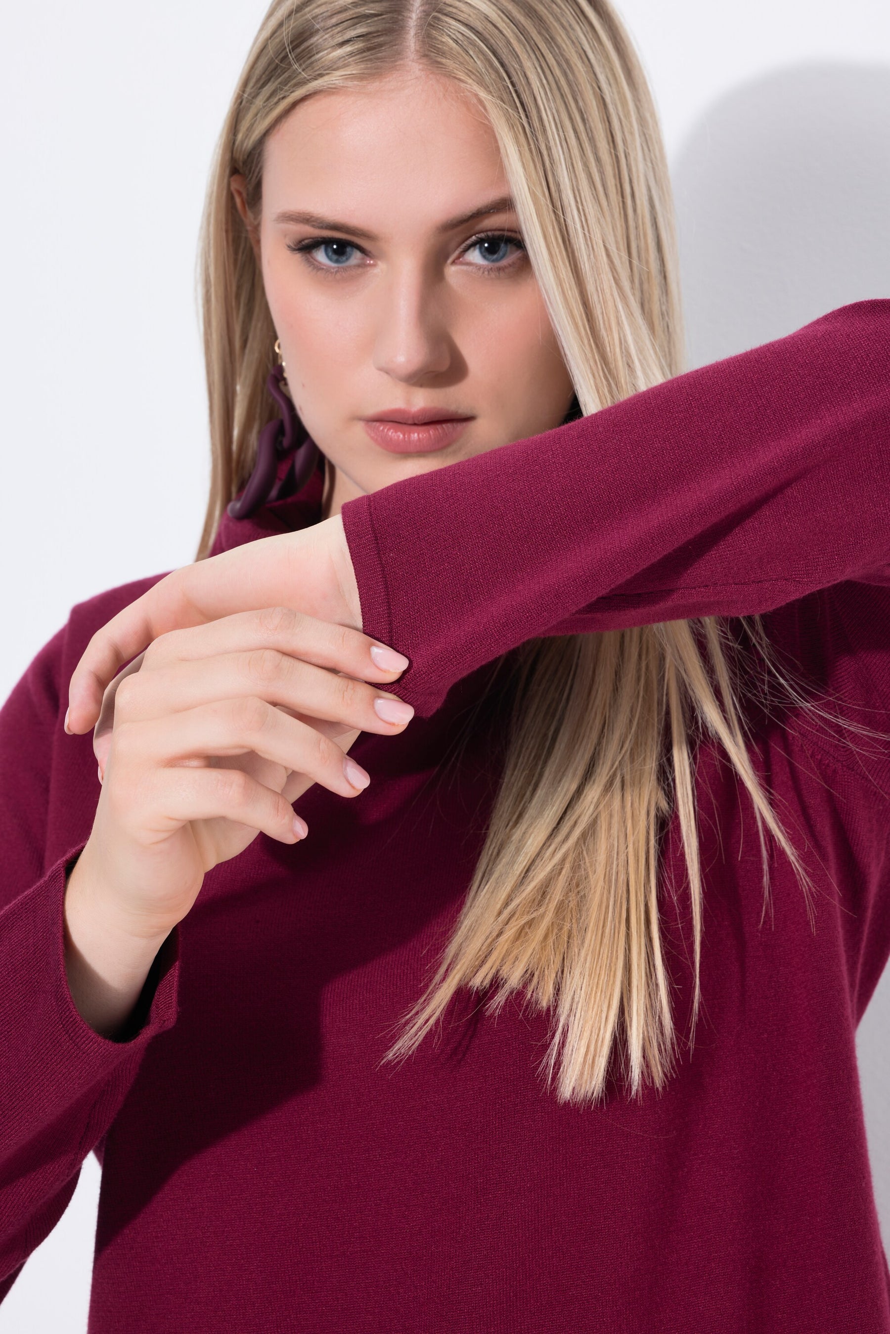 Ulla Popken Knit Midi Dress in Wine