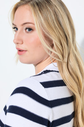 Ulla Popken Knit Striped Top in White 