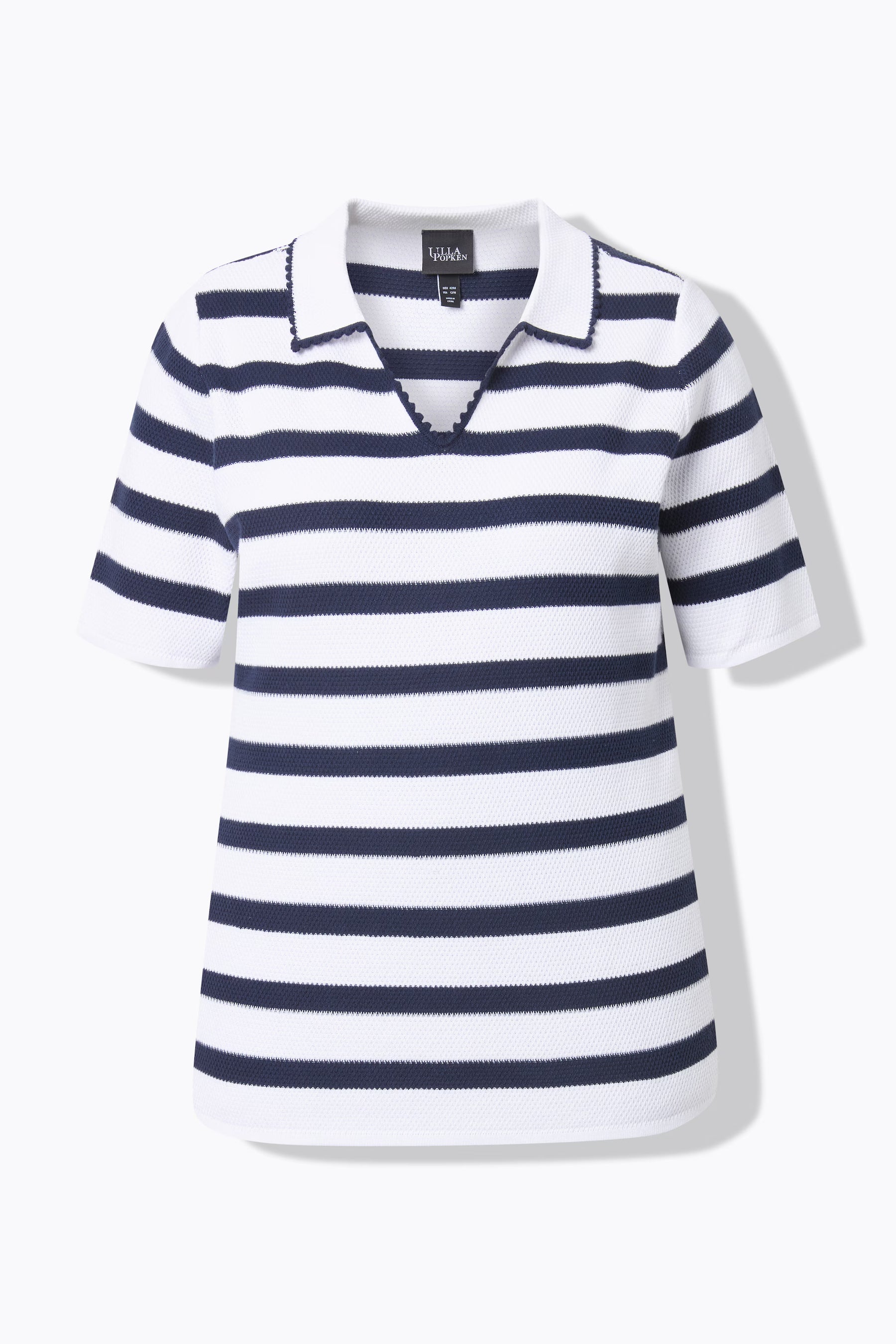 Ulla Popken Knit Striped Top in White 