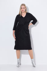 Ulla Popken Knot Midi Dress in Black