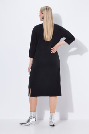 Ulla Popken Knot Midi Dress in Black