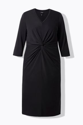Ulla Popken Knot Midi Dress in Black